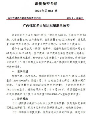 泄洪预警专报 2024年第013 期